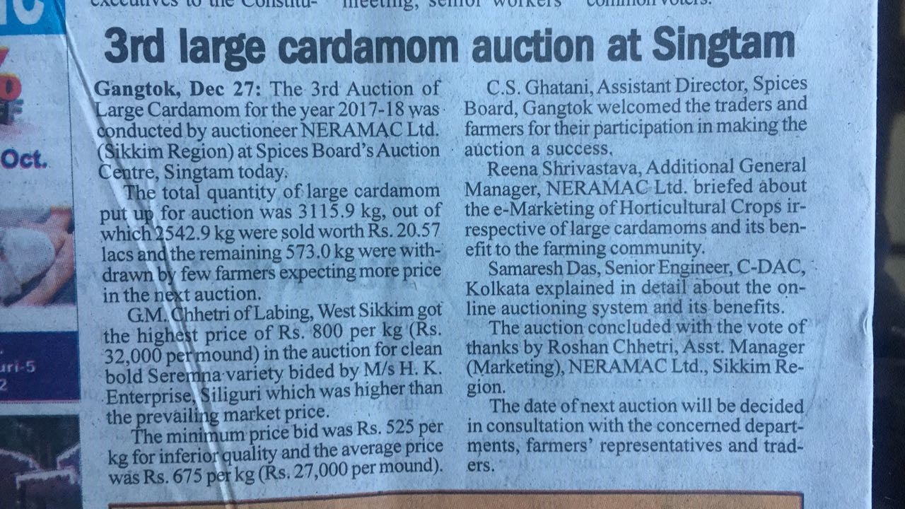 Auction of Large Cardamom in Singtam, Sikkim (Commercial Activity)